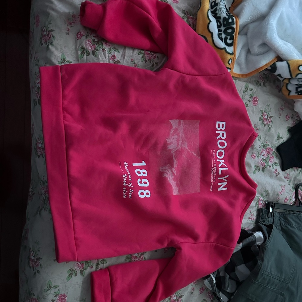 hot pink sweatshirt